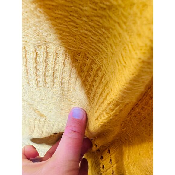 ESTEBAN CORTAZAR x RTR Yellow Knit Sweater Sleeveless Crochet Midi Dress Size XS - Picture 10 of 14